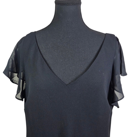 Jessica Black V-Neck Dress With Fluttery Sleeves Size 18 - Picture 4 of 7